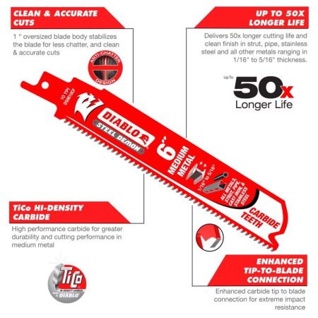 6″ Steel Demon Carbide Recip Blades [ 10TPI ] – (Pack of 10)